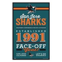 San Jose Sharks Sign 11x17 Wood Established Design