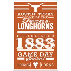 Picture of Texas Longhorns Sign 11x17 Wood Established Design