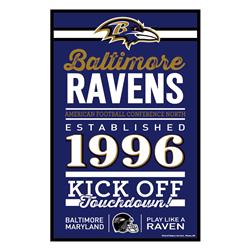 Picture of Baltimore Ravens Sign 11x17 Wood Established Design