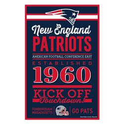 New England Patriots Sign 11x17 Wood Established Design