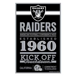 Oakland Raiders Sign 11x17 Wood Established Design
