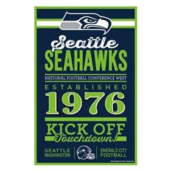 Seattle Seahawks Sign 11x17 Wood Established Design
