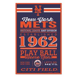 New York Mets Sign 11x17 Wood Established Design