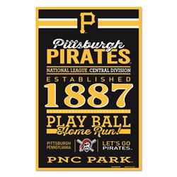 Picture of Pittsburgh Pirates Sign 11x17 Wood Established Design