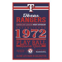 Texas Rangers Sign 11x17 Wood Established Design
