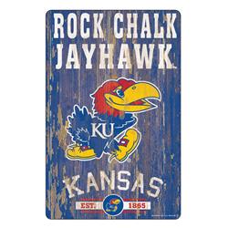 Kansas Jayhawks Sign 11x17 Wood Slogan Design