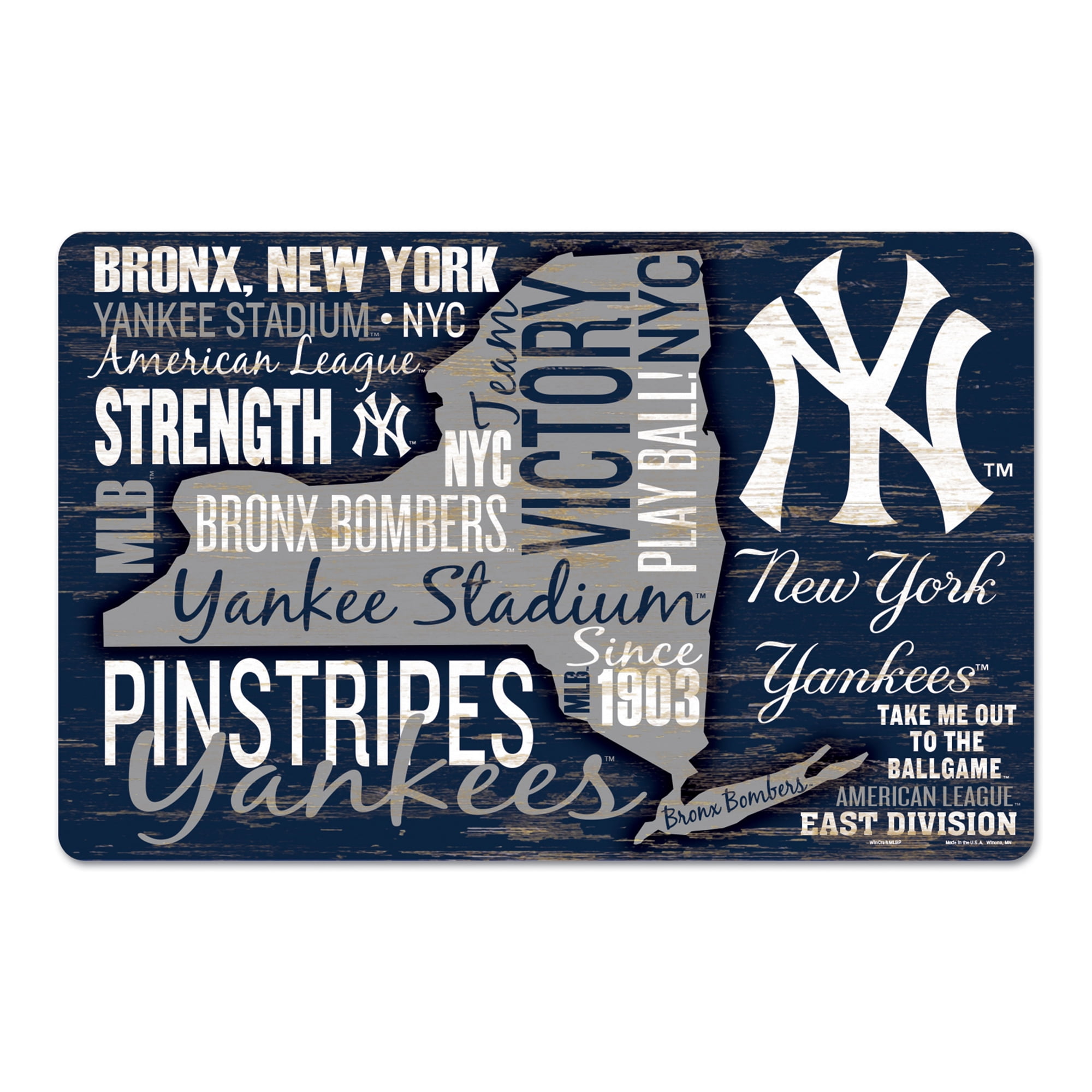 New York Yankees Sign 11x17 Wood Established Design