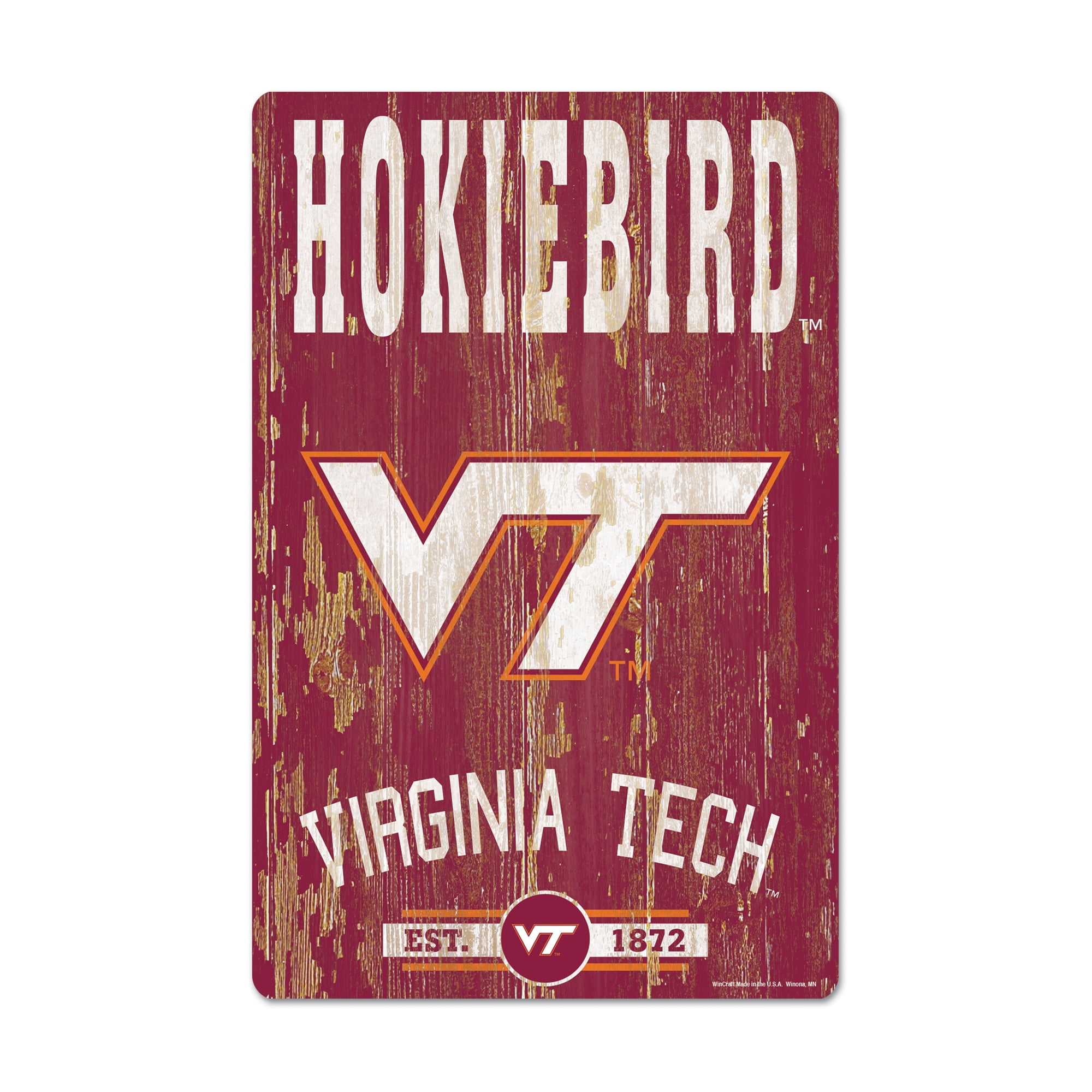 Virginia Tech Hokies Sign 11x17 Wood Slogan Design