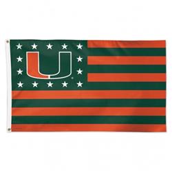 Miami Hurricanes Flag 3x5 Deluxe Style Stars and Stripes Design