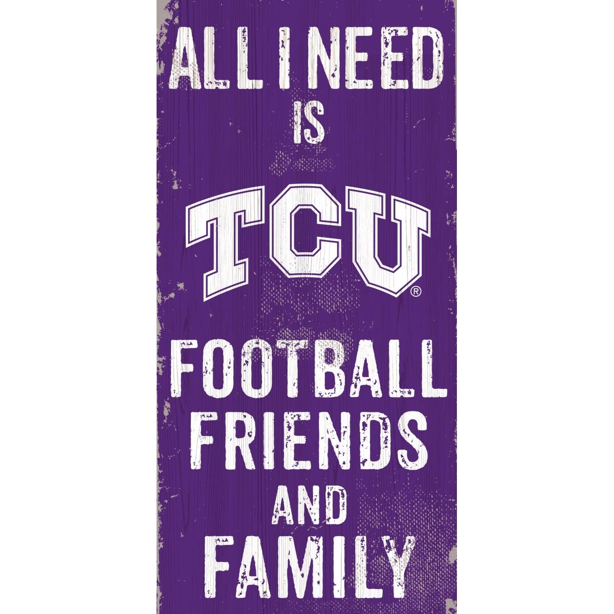 TCU Horned Frogs Sign Wood 6x12 Football Friends and Family Design Color Special Order
