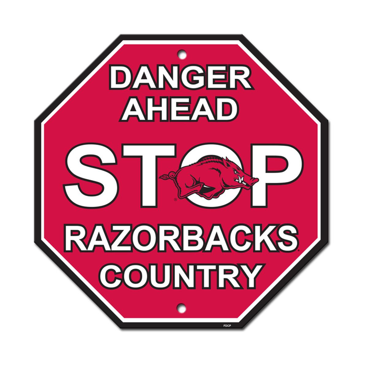 Arkansas Razorbacks Sign 12x12 Plastic Stop Style Special Order