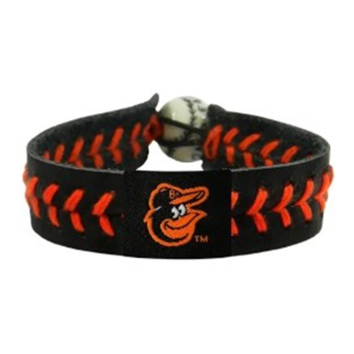 Baltimore Orioles Bracelet Team Color Baseball Peach Leather White Thread