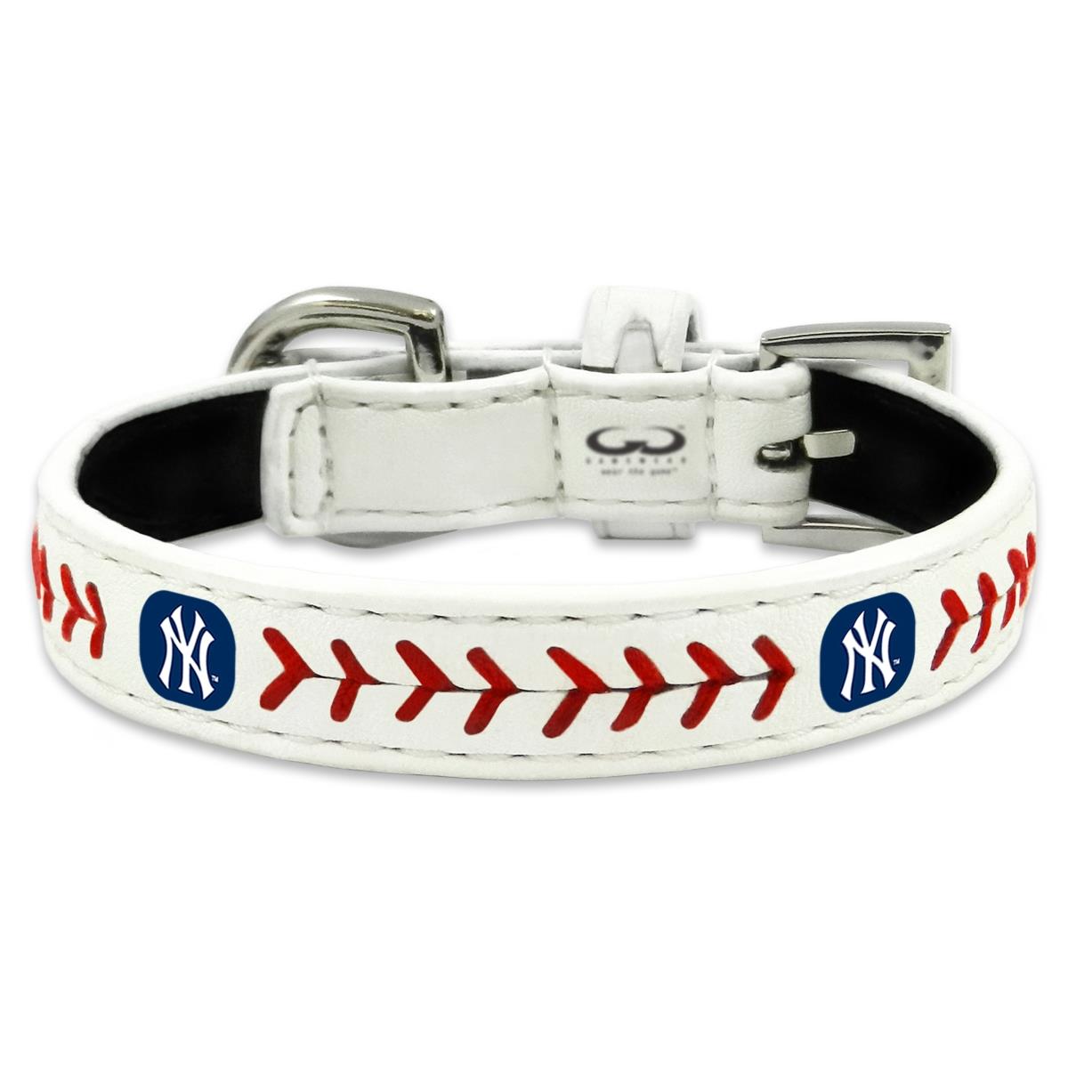 New York Yankees Pet Collar Classic Baseball Leather Size Toy