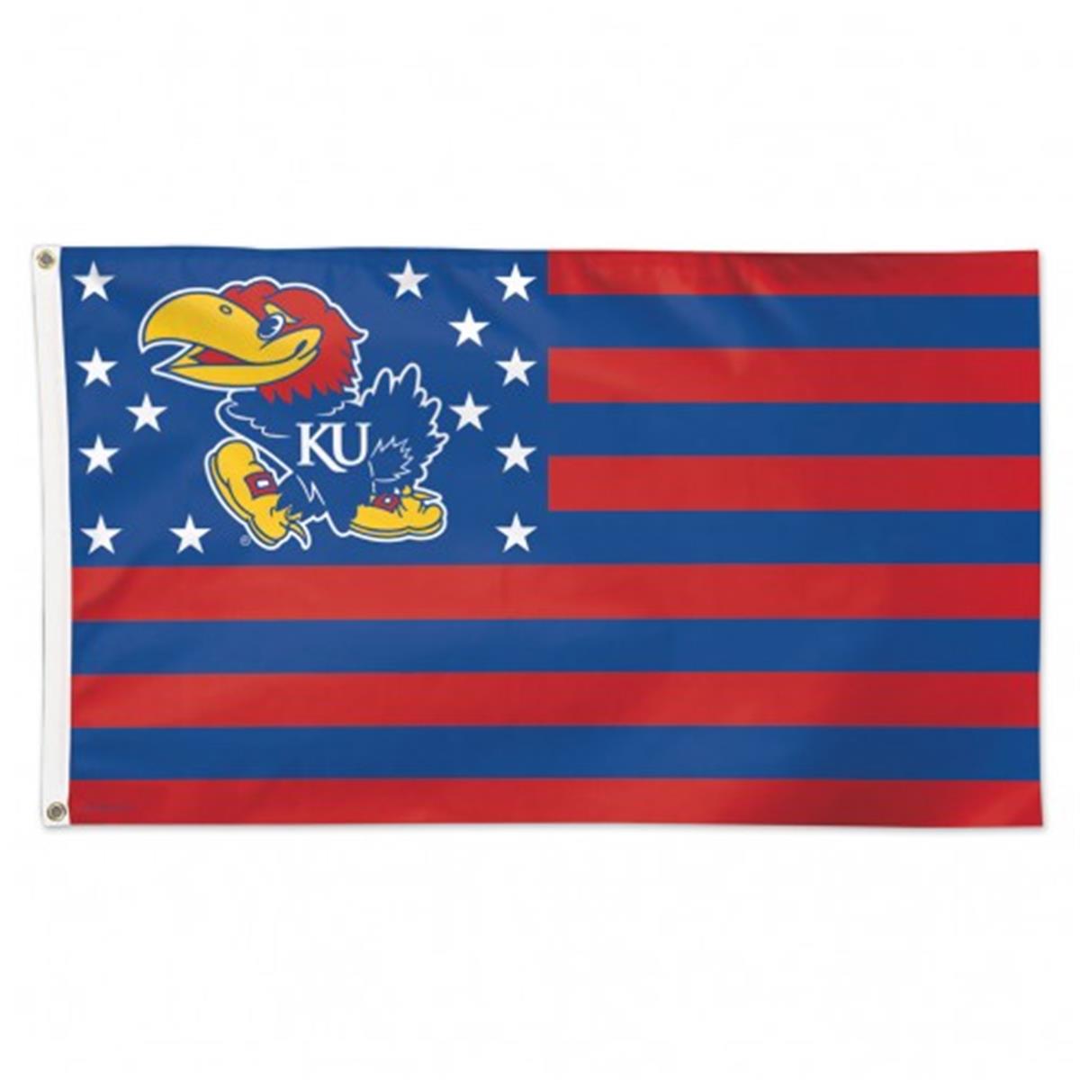 Picture of Kansas Jayhawks Flag 3x5 Deluxe Style Stars and Stripes Design