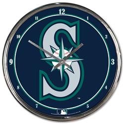 Seattle Mariners Clock Round Wall Style Chrome