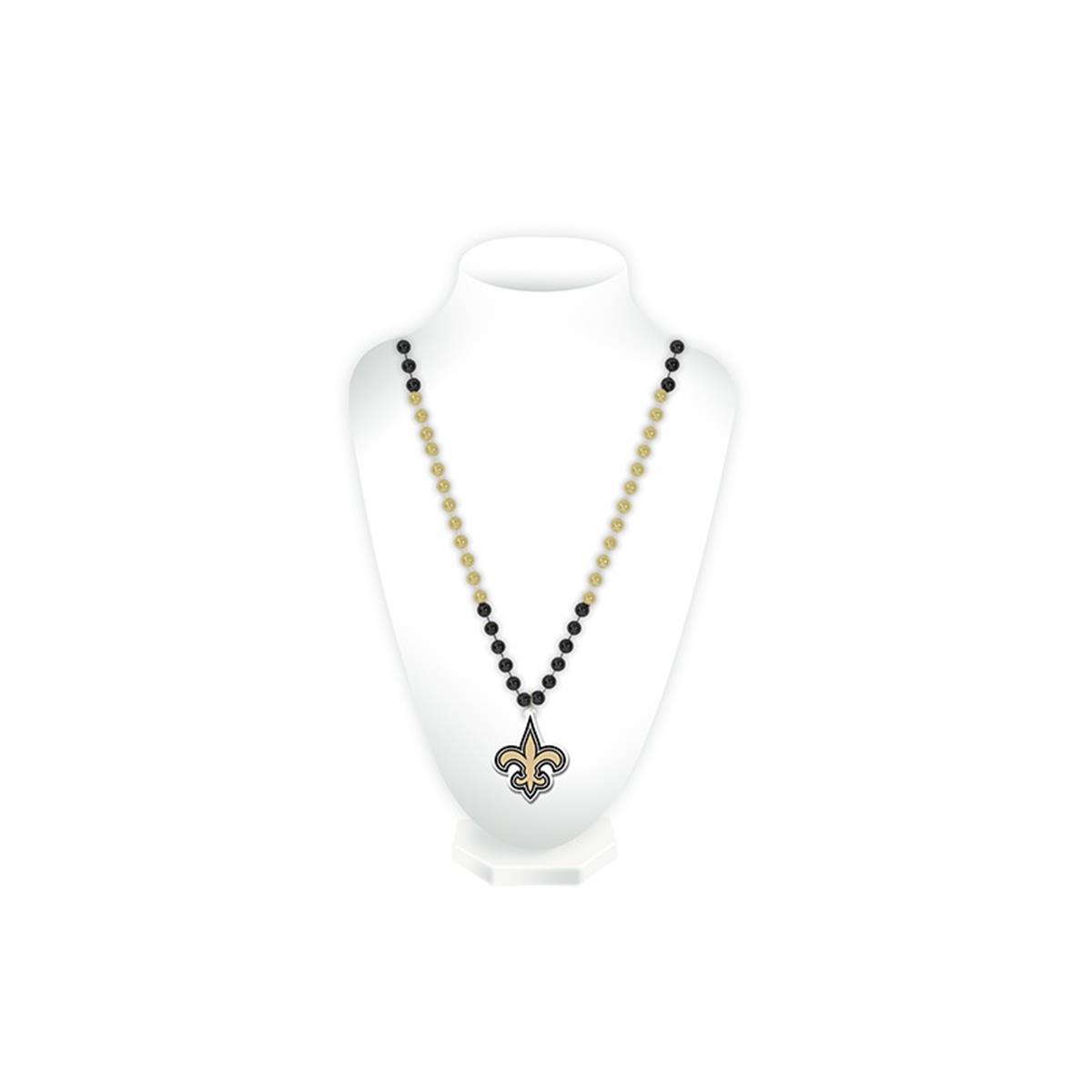 New Orleans Saints Beads with Medallion Mardi Gras Style