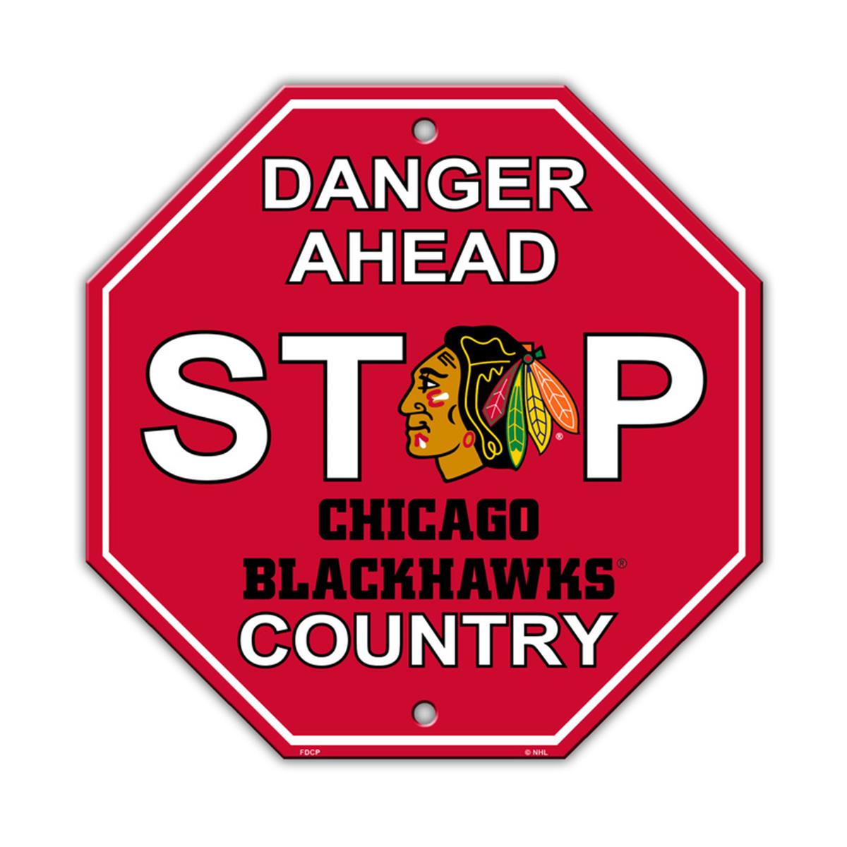 Picture of Chicago Blackhawks Sign 12x12 Plastic Stop Style Special Order