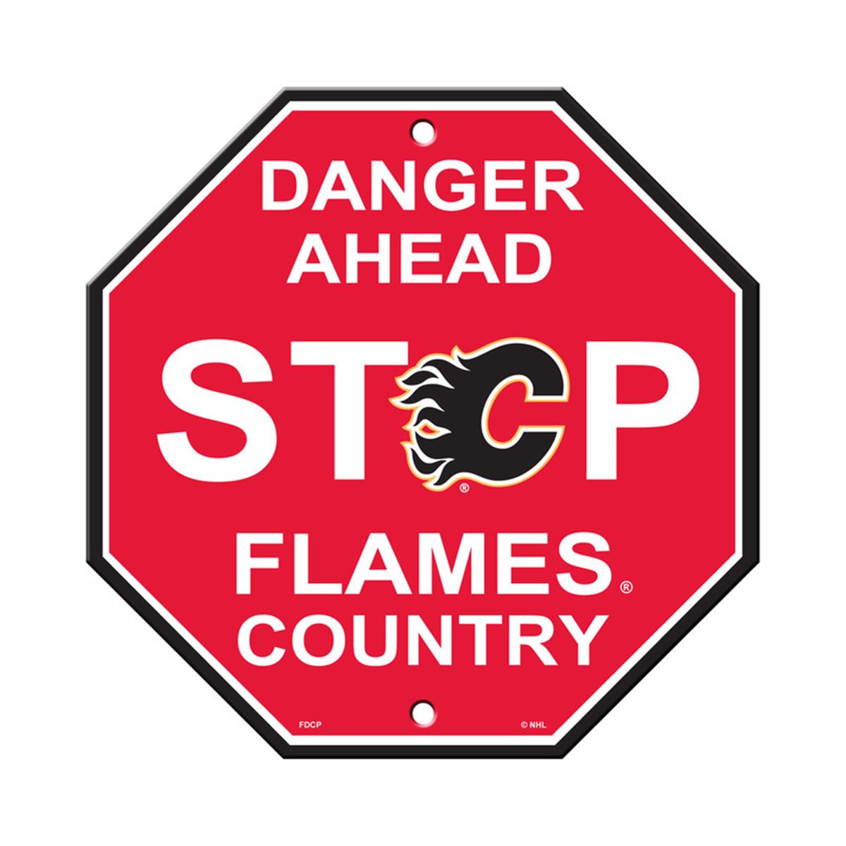 Picture of Calgary Flames Sign 12x12 Plastic Stop Style Special Order