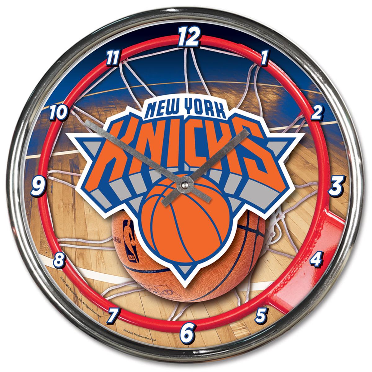 New York Knicks Clock Round Wall Style Chrome Special Order