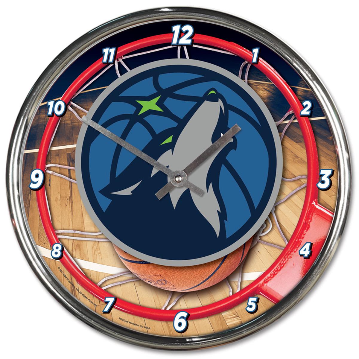 Minnesota Timberwolves Clock Round Wall Style Chrome Special Order
