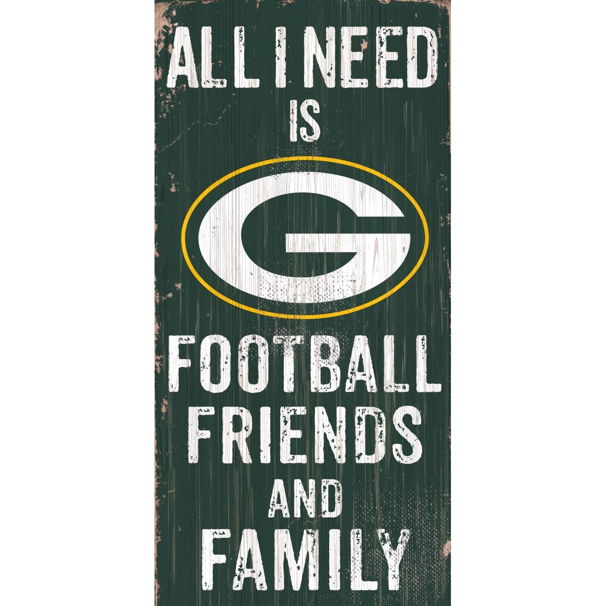 Green Bay Packers Sign Wood 6x12 Football Friends and Family Design Color Special Order