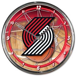Portland Trailblazers Round Wall Style Clock, Chrome