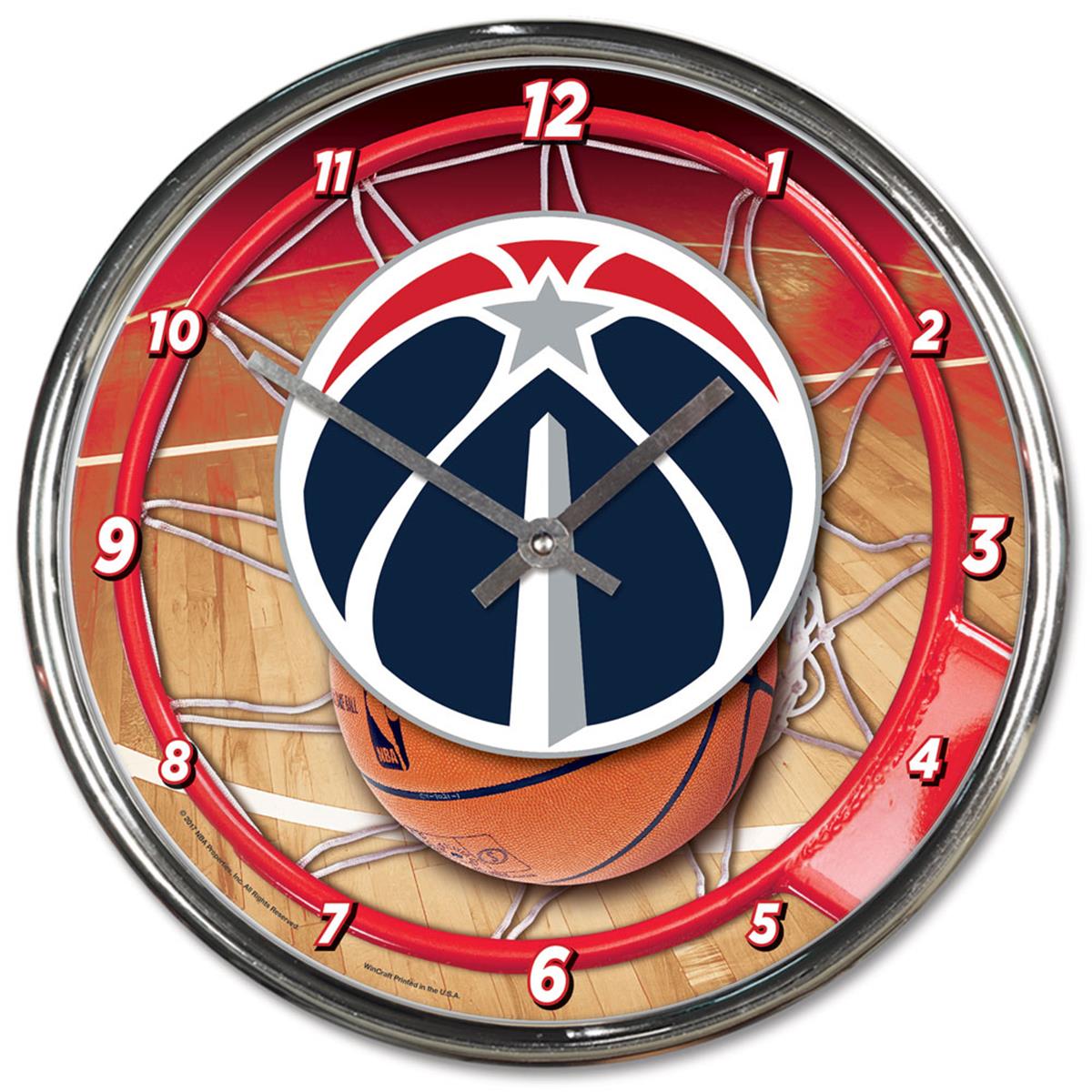 Washington Wizards Clock Round Wall Style Chrome Special Order