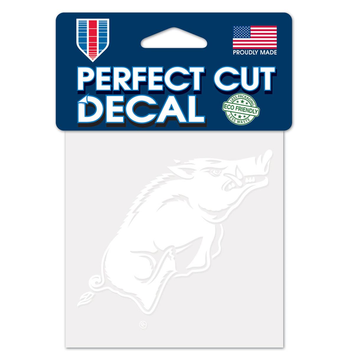 Picture of Arkansas Razorbacks Decal 4x4 Perfect Cut White Special Order