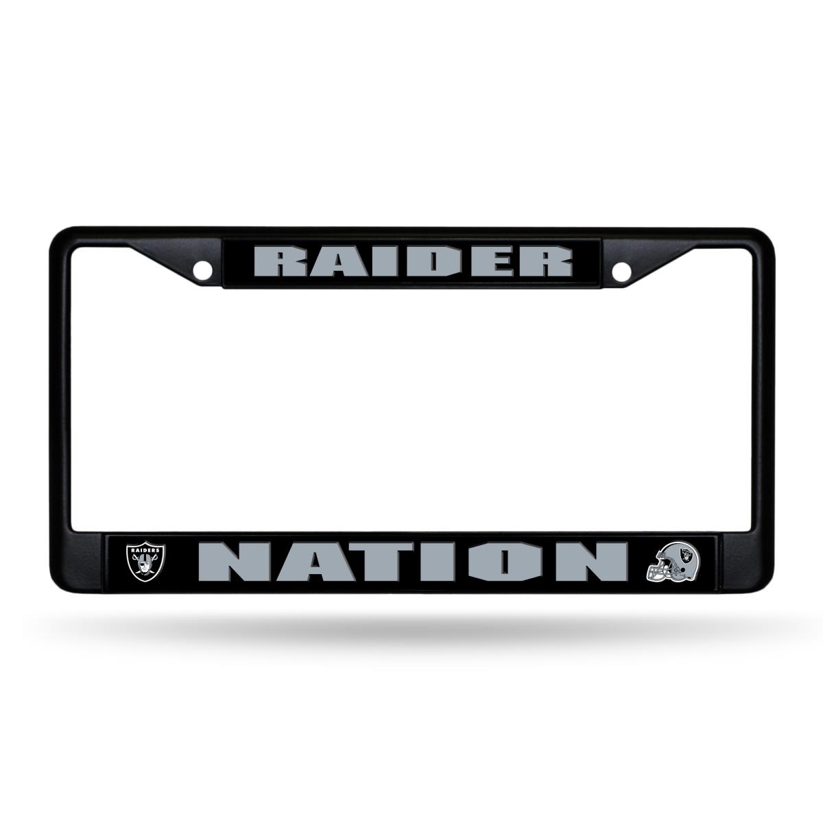 Oakland Raiders Nation Design License Plate Frame, Chrome Black