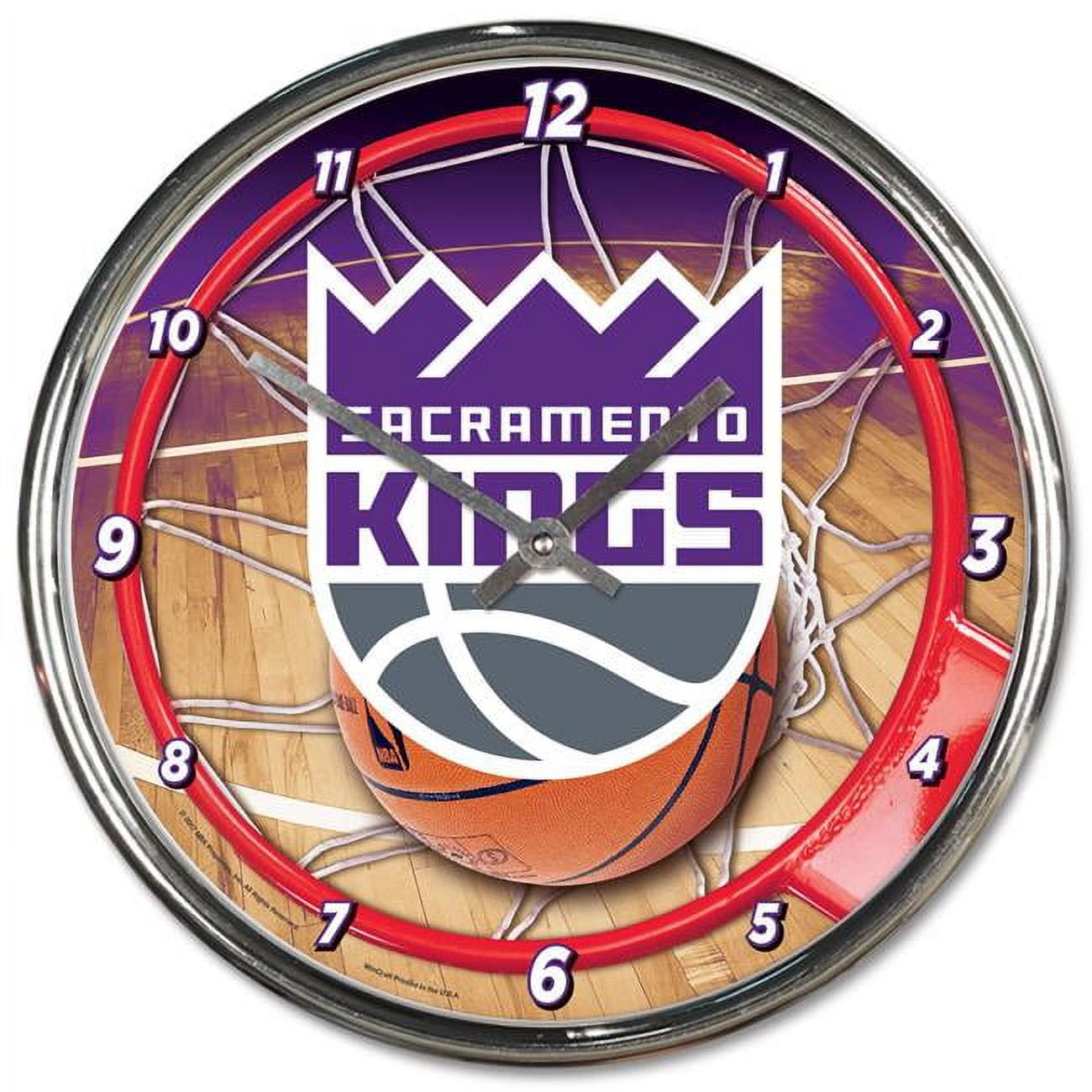 Sacramento Kings Round Wall Style Chrome Clock