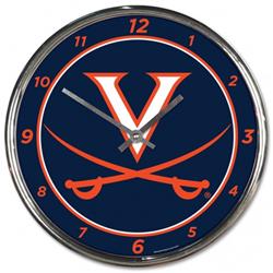 Virginia Cavaliers Round Wall Style Chrome Clock