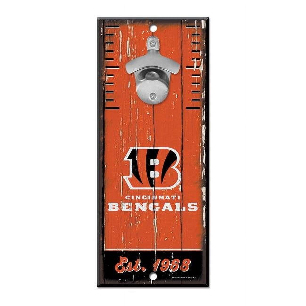 Cincinnati Bengals Bottle Opener Wood Sign - 5 x 11 in.