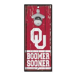 Oklahoma Sooners Bottle Opener Wood Sign - 5 x 11 in.