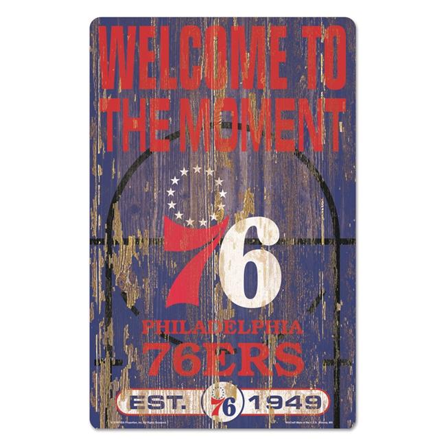 3208557930 Philadelphia 76ers Slogan Design Wood Sign - 11 x 17 in.