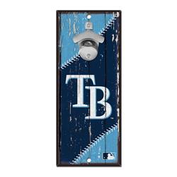 3208558910 Tampa Bay Rays Bottle Opener Wood Sign - 5 x 11 in.