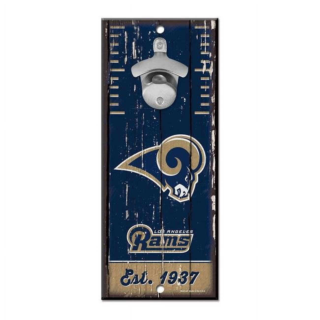 Los Angeles Rams Bottle Opener Wood Sign - 5 x 11 in.