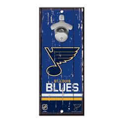 Picture of Wincraft 3208559634 St. Louis Blues Bottle Opener Wood Sign - 5 x 11 in.