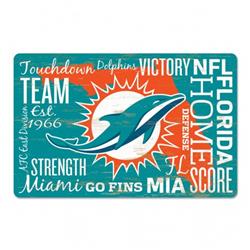 Miami Dolphins Wordage Design Wood Sign - 11 x 17 in.