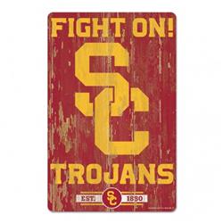 USC Trojans Slogan Design Wood Sign - 11 x 17 in.