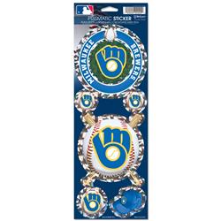 3208519518 4 x 11 in. Milwaukee Brewers Decal Die Cut Prismatic Style Retro Design