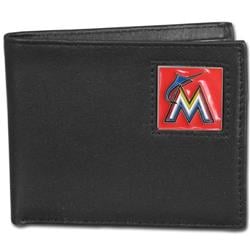 5460314928 Miami Marlins Wallet Bi-Fold Leather, Black - One Size