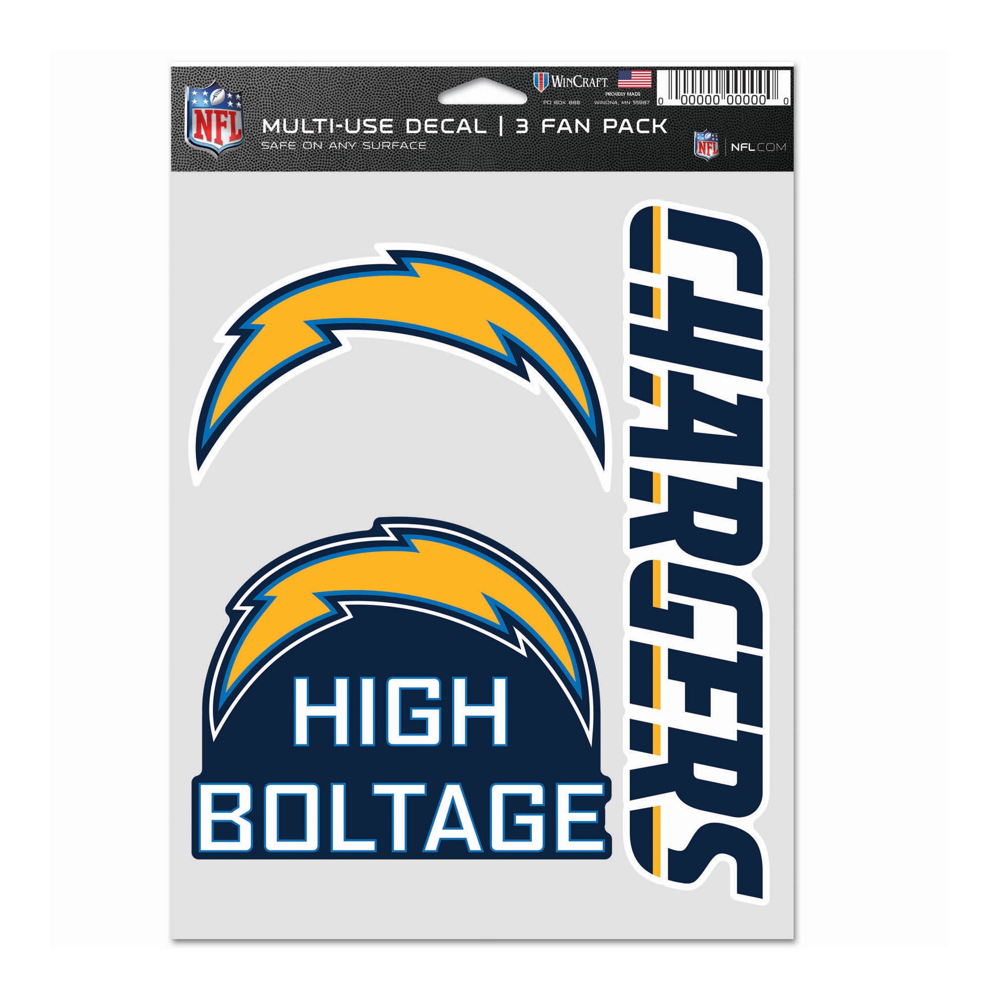 NFL Los Angeles Chargers Decal Multi Use Fan - Pack of 3