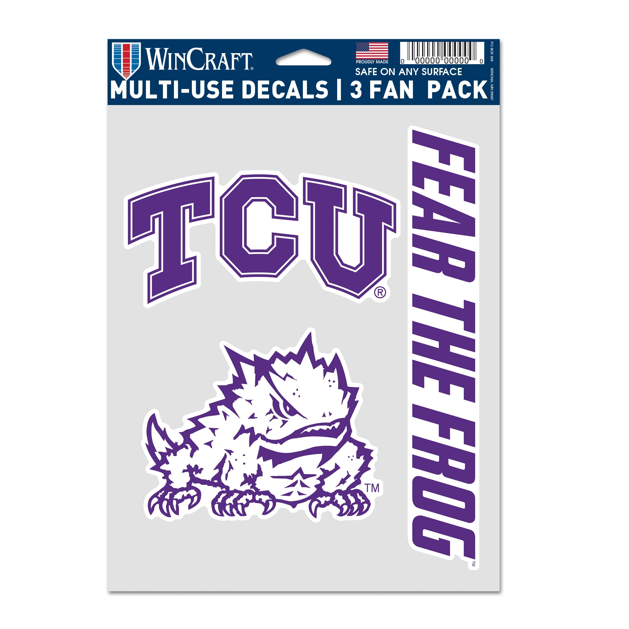 NCAA TCU Horned Frogs Decal Multi Use Fan - Pack of 3
