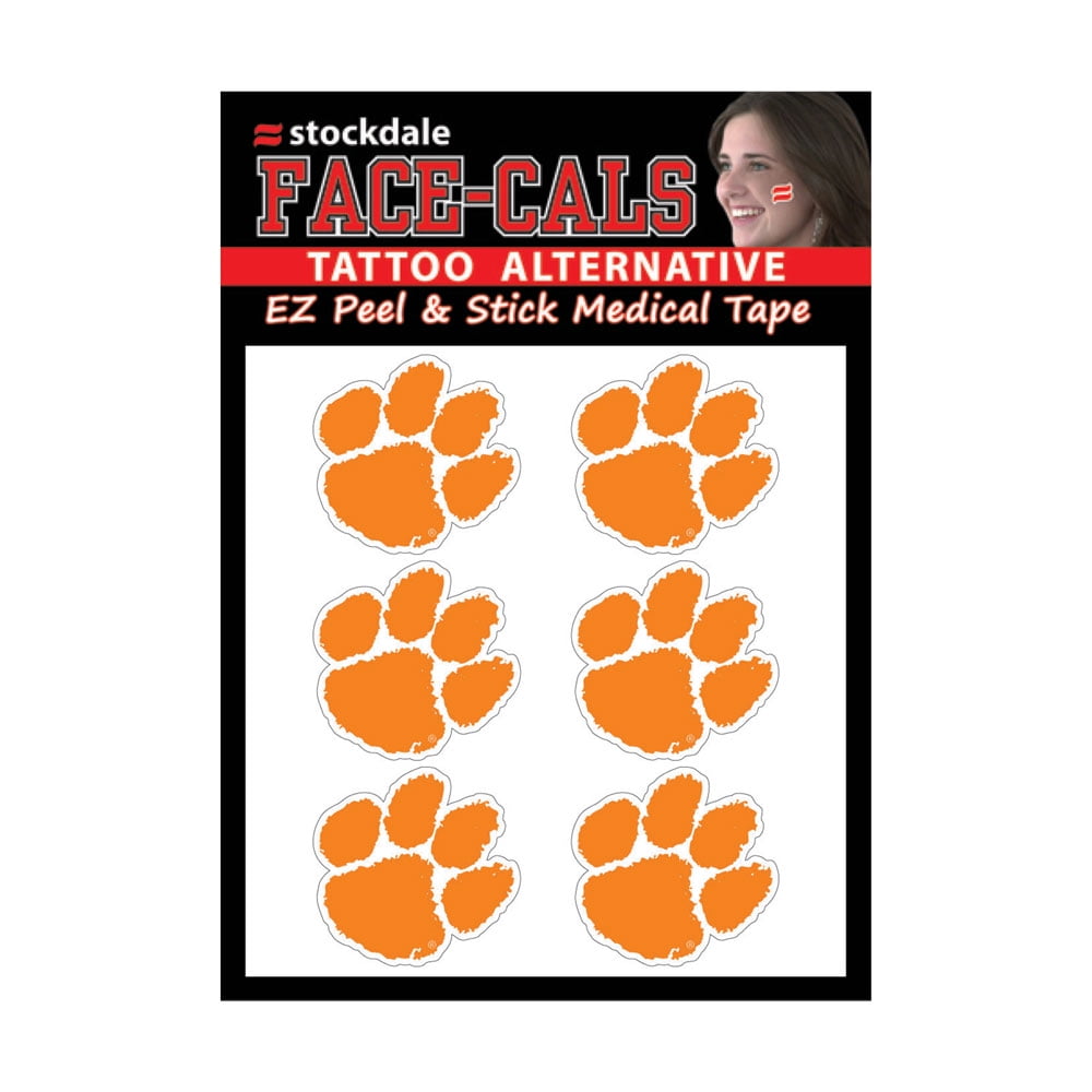 1493467427 NCAA Clemson Tigers Tattoo Face Cals