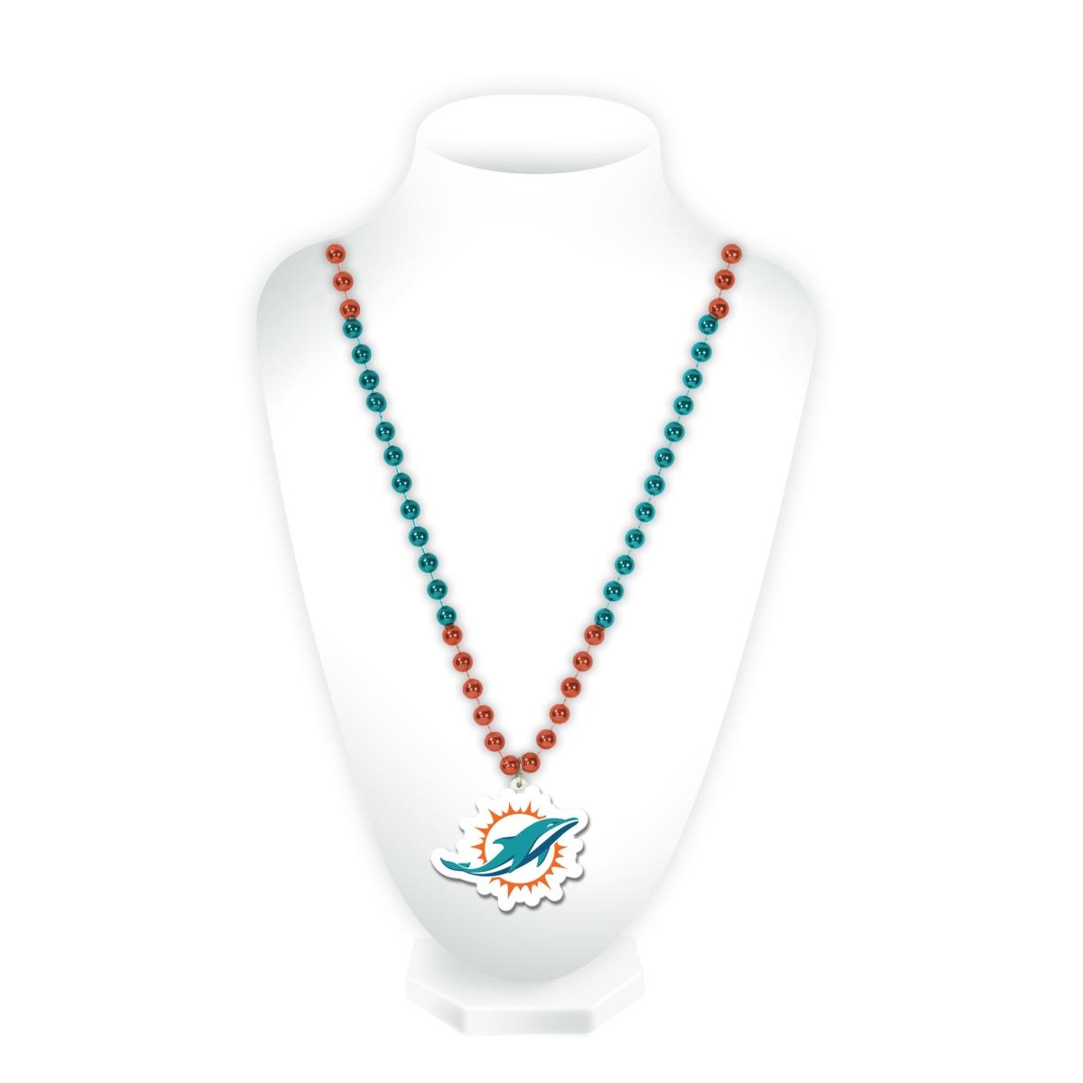 NFL Miami Dolphins Beads with Medallion Mardi Gras Style