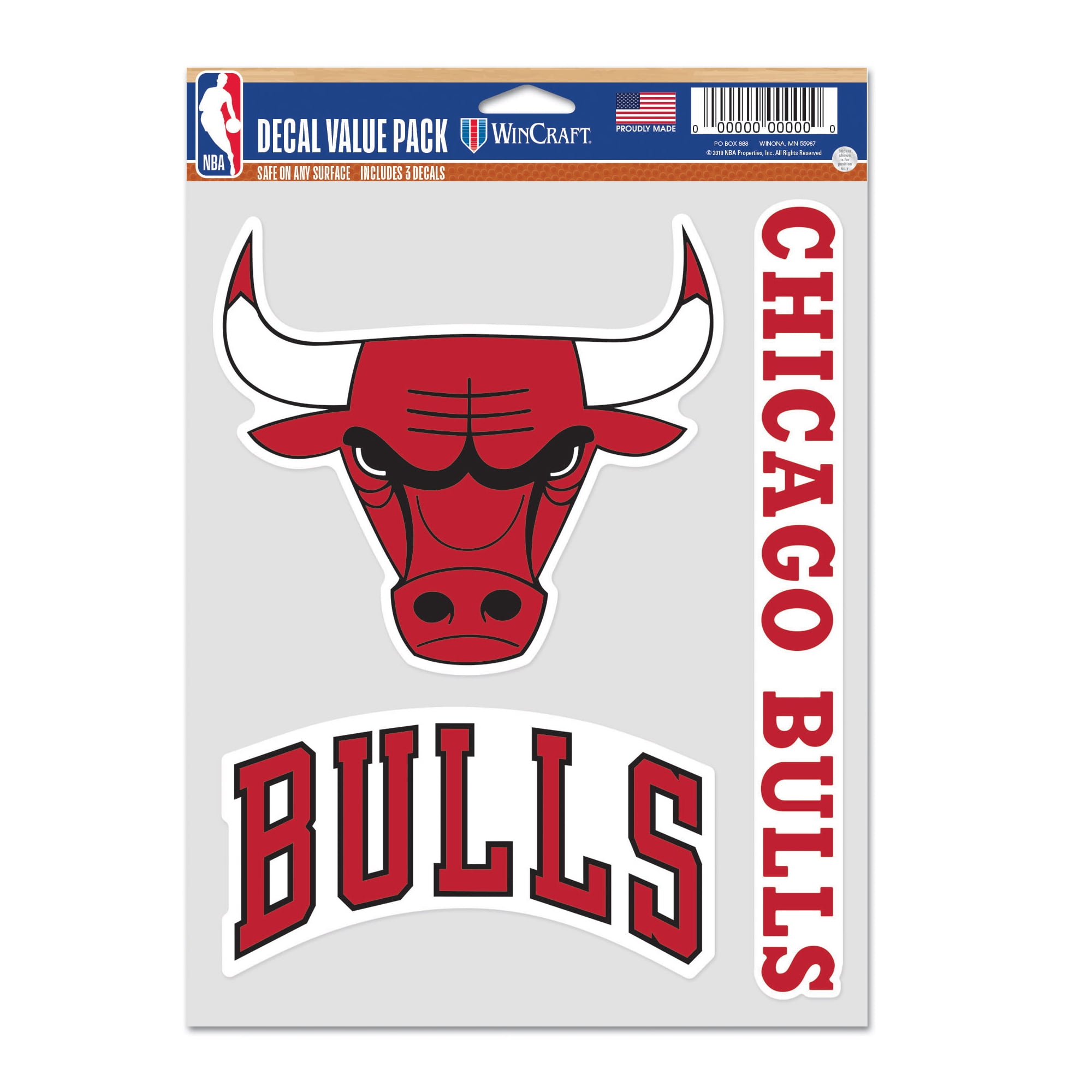 NBA Chicago Bulls Decal Multi Use Fan - Pack of 3