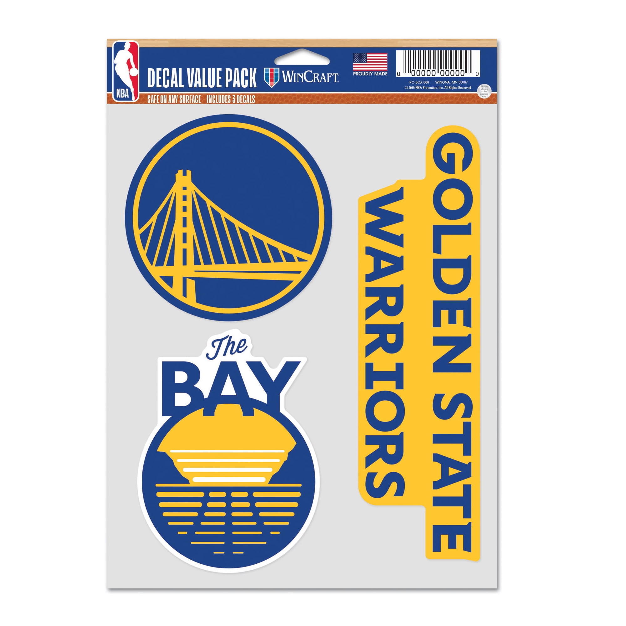 NBA Golden State Warriors Decal Multi Use Fan - Pack of 3