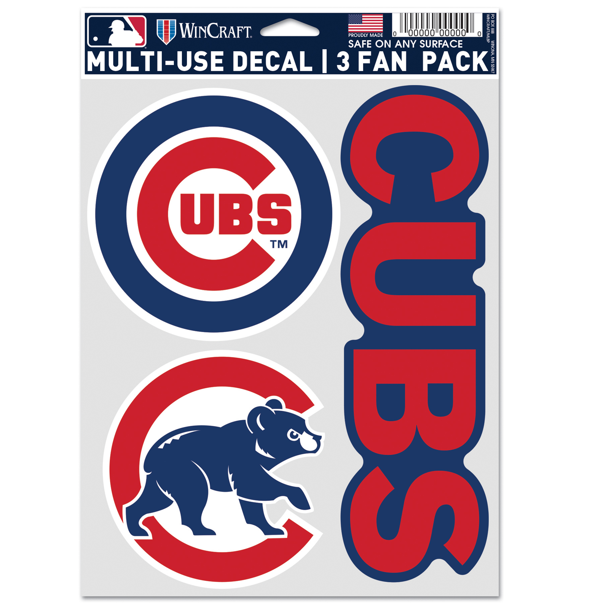 MLB Chicago Cubs Decal Multi Use Fan - Pack of 3
