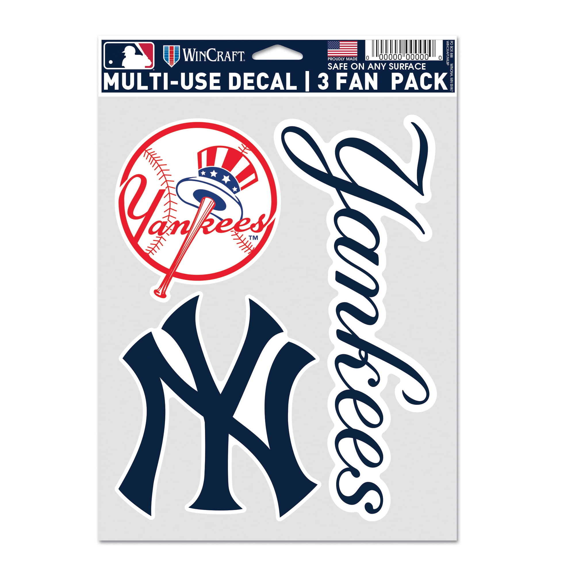 MLB New York Yankees Decal Multi Use Fan - Pack of 3