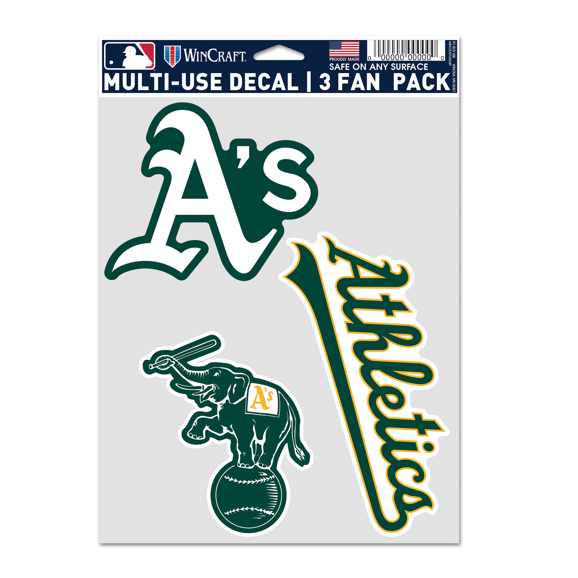 MLB Oakland Athletics Decal Multi Use Fan - Pack of 3